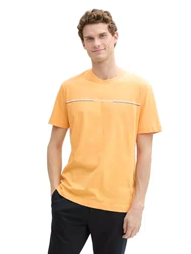 TOM TAILOR Herren T-Shirt mit Streifen-Print & Logo