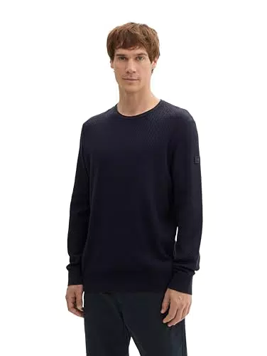 TOM TAILOR Herren Basic Pullover mit Rundhalsausschnitt, Modell 1043235