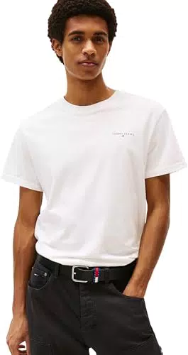 Tommy Jeans Herren T-Shirt Kurzarm Linear Chest Tee Slim Fit