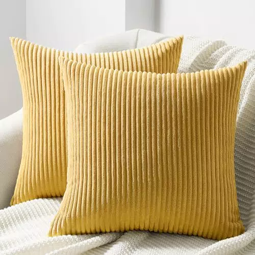 Topfinel Kissenbezug 30x50 Creme Kordsamt 2er Set gestreiftes Muster Kissenbezüge Kissenhülle Dekokissen Sofakissen Nackenkissen Kopfkissen Couchkissen Dekokissen Deko Kissenhüllen Wohnzimmer