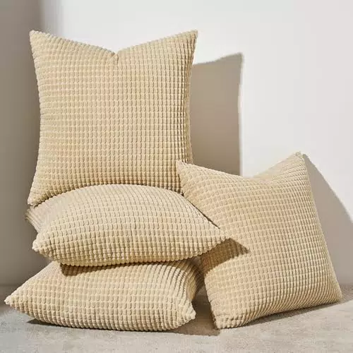 Topfinel Kissenbezug Cord Körnig Dekokissen für Sofa und Wohnzimmer