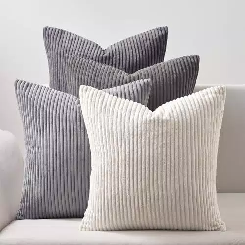Topfinel Kissenbezug Kordsamt Kissenhülle für Sofa, Schlafzimmer und Balkon