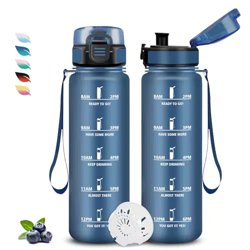 Sport Trinkflasche mit Zeitmarkierung, Auslaufsicher und leicht zu reinigen