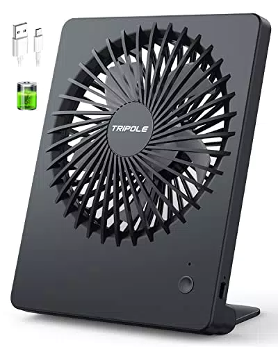 Tischventilator TriPole leise und tragbar, USB aufladbar, 3 Geschwindigkeiten - für Büro, Bibliothek, Reise