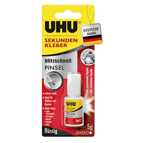 UHU Sekundenkleber mit Pinselapplikator – Ideal für kleine Ecken und Spalten
