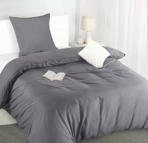 Utopia Bedding Bettwäsche Set - Mikrofaser Bettbezug + Kissenbezug - Grau