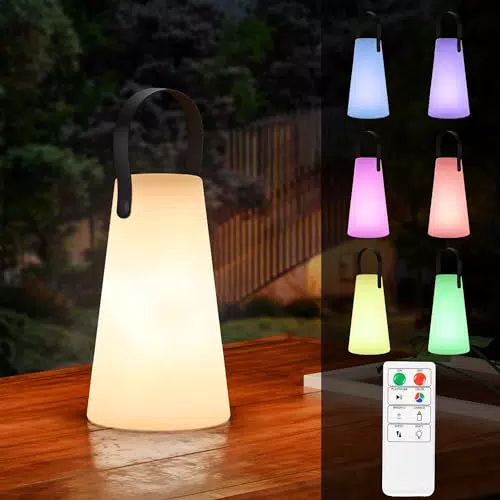 uuffoo LED Tischlampe dimmbar, kabellos mit Fernbedienung, IP44 wasserdicht