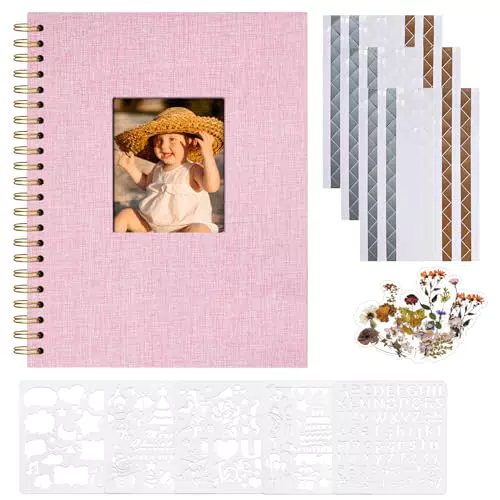 Vienrose Fotoalbum zum Selbstgestalten – Leinen Fotoalbum für Hochzeiten und Babys