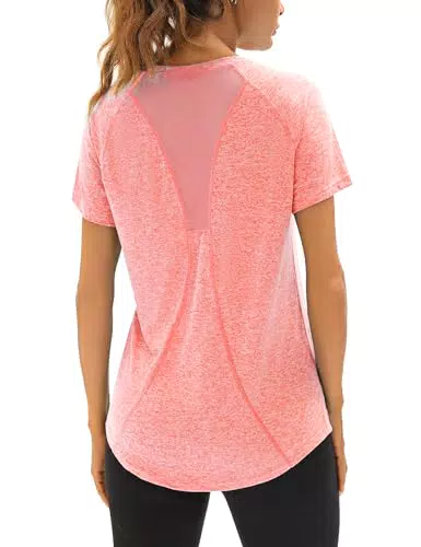 Wayleb Sportshirt Damen Kurzarm V-Ausschnitt Atmungsaktives Funktionsshirt