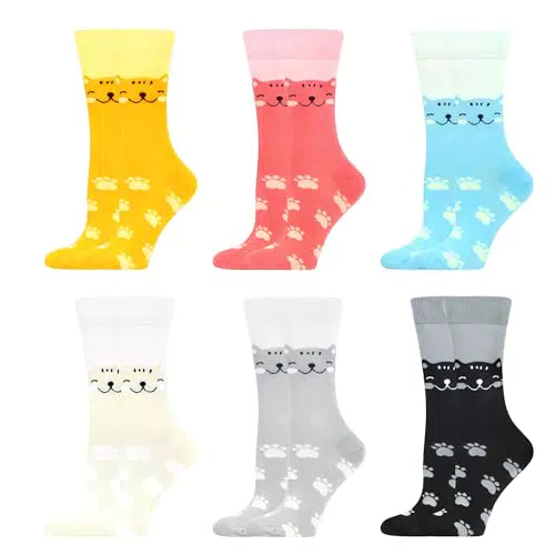 WeciBor Damen Socken mit Katzenmotiv – Lustige und bunte Designs