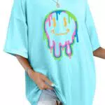 WIEIYM Tshirt Damen Oversized T-Shirt Rundhals Kurzarm Lose Top Sommer T-Shirts Tops Shirt Oberteile Frauen Gedruckt Lässig Oberteile Bluse