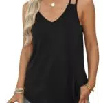 WIHOLL Damen Tank Top mit Spaghettiträger und V-Ausschnitt, elegante Bluse