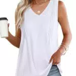 WIHOLL Damen V-Ausschnitt Tank Top – Elegantes ärmelloses Oberteil