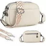 WIZOZI Damen Crossbody Bag - Kleine Umhängetasche mit 3 Fächern, Verstellbarer Gurt