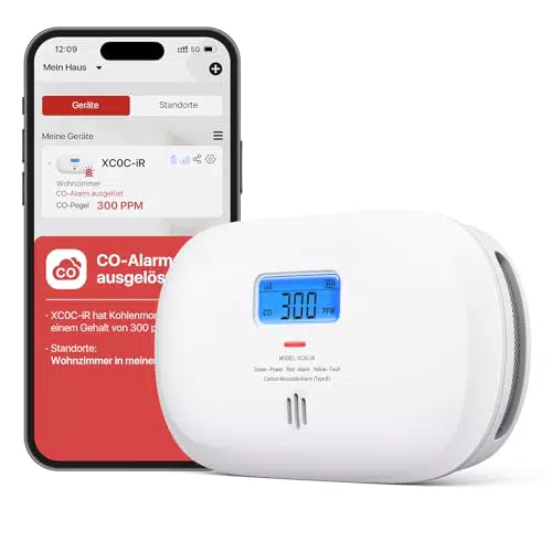 X-Sense Kohlenmonoxid Melder mit 10 Jahren Sensor und digitalem Display