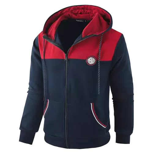 Ywenaisy Sweatjacke Herren mit Kapuze Kapuzenjacke Herren Schwarz Zip Hoodie Herren Hoodie Herren mit Reißverschlus Farbblock Pullover Hoodie Fleecejacke Herren