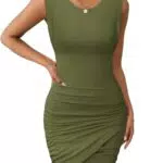 Zeagoo Partykleid Damen Ärmellos Rundhals Rüschen Sommerkleid Bodycon Mini