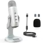 USB Kondensator Mikrofon für PC, Handy, PS4, PS5 - Gaming, Podcast, Streaming - Stumm/Gain/Echo - ASMR - Mac, Windows, Phone Adapter