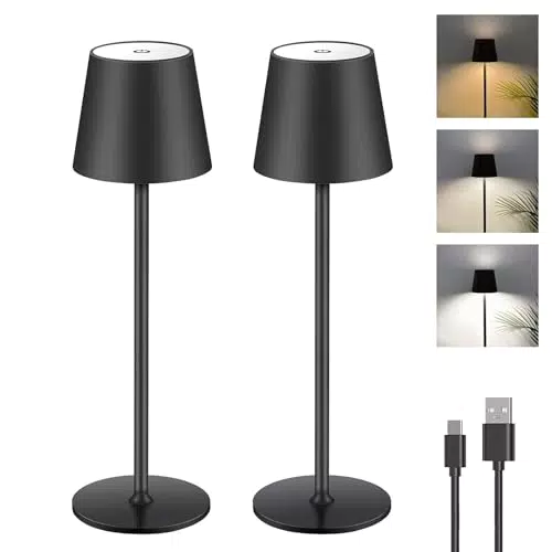 LED Akku Tischlampe mit Touch-Funktion, Kabellos und USB-C, IP44 wasserdicht