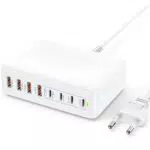GaN 200W USB-C Ladegerät 8-Port Schnellladegerät für MacBook, iPhone, Samsung