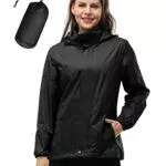 33,000ft Damen Faltbare Wasserdichte Regenjacke mit Kapuze für Outdoor-Sport
