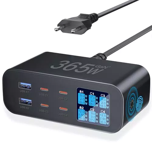 YSYFAD 6-Port USB C Ladegerät 100W mit LED Anzeige und Schnellladefunktion