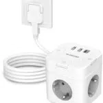 LOGILINK Steckdosenwürfel mit USB C und 3 Fach Steckdosenleiste, Einzeln Schaltbar
