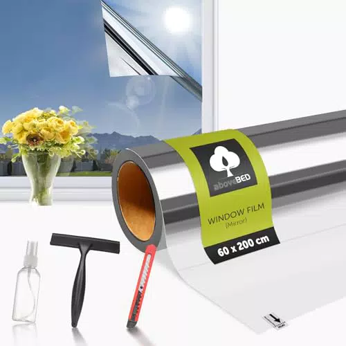 aboveBED Spiegelfolie für Fenster – Selbstklebender Sichtschutz für Innen & Außen