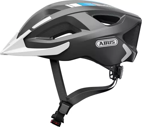 ABUS Stadthelm Aduro 2.0 - Allround-Fahrradhelm mit Licht - in sportivem Design für den Stadtverkehr - für Damen und Herren - Silber