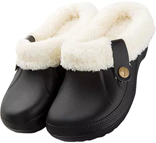 Acfoda Winter Garten Clogs Damen Gefüttert Lammfell Plüsch Hausschuhe
