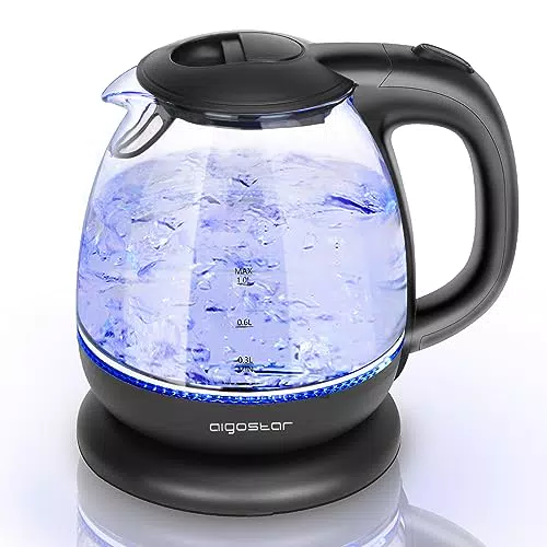 Aigostar Elfin Wasserkocher 2200W mit LED-Beleuchtung aus Borosilikatglas
