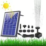 AISITIN Solar Springbrunnen mit 1500 mAh Akku und 6 Fontänenstilen für Garten