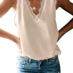 Aleumdr Damen Chiffon Top Ärmellos V-Ausschnitt Casual Bluse für Sommer