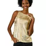 Allegra K Damen Pailletten Oberteil Ärmellos Glamouröse Party Camisole
