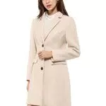 Allegra K Damen Wollmantel mit Revers und Knopfleiste im Winterstil