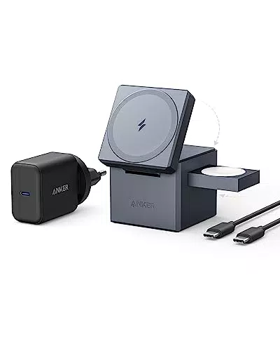Anker 3-in-1 Cube mit MagSafe, 15W Wireless Ladegerät für iPhone und Apple Watch