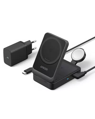 Anker MagGo 3-in-1 Ladestation – Qi2 15W kabelloser Ladeständer für iPhone und Apple Watch