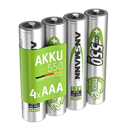 ANSMANN Akku AAA 550 mAh NiMH wiederaufladbare Batterien mit geringer Selbstentladung