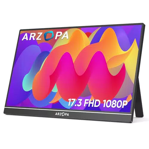 ARZOPA 17,3 Zoll Portabler Monitor FHD 1920x1080 mit Standfuß für Laptop & PC