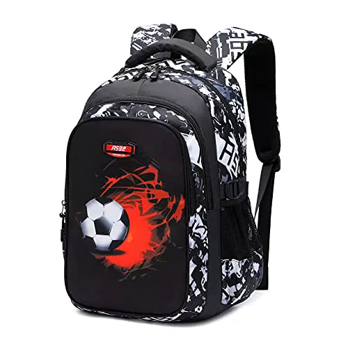 Asge Schulrucksack Jungen Teenager Schulranzen Mädchen 5.klasse Ergonomischem Kinder Rucksäcke Fußball Druck Schulranzen für 8 10 14 Jahre School Bags for Boys Wasserdicht