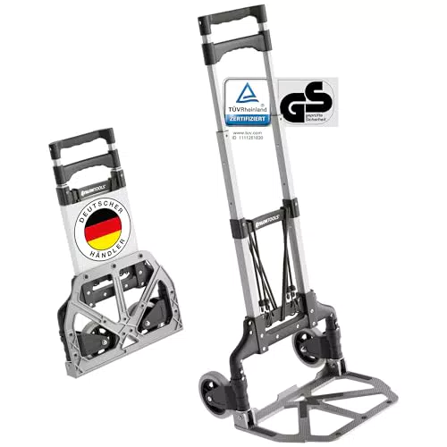 ATHLON TOOLS Klappbare Aluminium Transportkarre mit Teleskopgriff 110 cm, Modell 2025