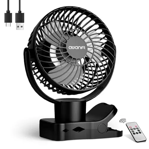 AWANFI USB Ventilator mit Akku, Clip Ventilator 360° Oszillation für Büros und Camping