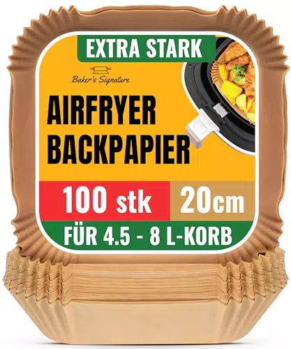 Heißluftfritteuse Backpapier, ungebleicht, antihaft, wasserdicht, ölfest