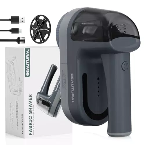 BEAUTURAL Elektrischer Fusselrasierer mit USB-C, 2 Geschwindigkeiten, 2000mAh Akku
