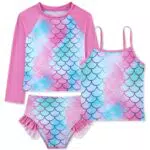 Belovecol Mädchen Badeanzug 3-teiliger Kinder-Badeanzug Meerjungfrauen-Bademode Badeanzug Surfen Schwimmen Alter 4-5 Jahre