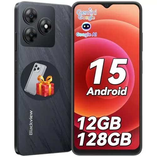Blackview Smartphone ohne Vertrag, Android 15, 12GB RAM, 128GB Speicher, Dual SIM