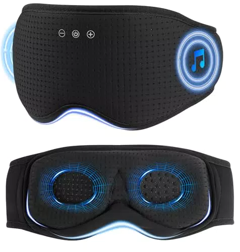 Bluetooth Schlafmaske mit Kopfhörern – Lichtblockierende Augenmaske für Reisen