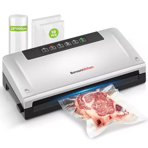 Bonsenkitchen Vakuumierer VS3000 mit Cutter und Rollenbeutelaufbewahrung