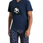 Bresdk Herren Pyjama Kurzarm Schlafanzug mit Fußballmuster