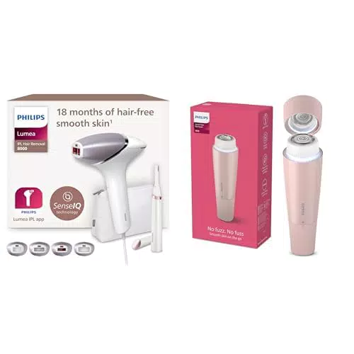 Philips Lumea IPL 8000 Haarentfernungsgerät BRI949/00 + Gesichtshaarentferner BRR454/00